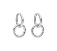 PURELEI® Boucles d’oreilles Kii Elua (Or, Argent), boucles d’oreilles femme fantaisie en acier inoxydable, Deux créoles, Résistantes à l’eau, 15 mm de diamètre (Argent)