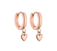 PURELEI® Boucles d’oreilles Lovely Heart (Argent, Or rose), boucles d’oreilles femme fantaisie en acier inoxydable, résistantes à l’eau avec pendentifs coeur, 13 mm de diamètre (Or rose)