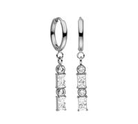 PURELEI® Boucles d’oreilles Powder (Or, Argent), boucles d’oreilles femme fantaisie en acier inoxydable, créoles résistantes à l’eau avec pendentifs pierres précieuses (Argent)