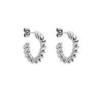 Purelei Boucles d'oreilles créoles Big Leaf en acier inoxydable avec aspect feuille texturé, imperméables et durables, look moderne, boucles d'oreilles en or, argent ou or rose, Normale, Acier