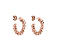 Purelei Boucles d'oreilles créoles Big Leaf en acier inoxydable avec aspect feuille texturé, imperméables et durables, look moderne, boucles d'oreilles en or, argent ou or rose, Normale, Acier