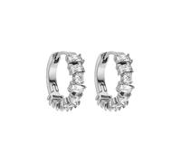 Purelei® Boucles d'oreilles créoles chics - En acier inoxydable plaqué or 18 carats / plaqué or rose ou argent - 17 mm de diamètre - Avec pierres de zircone blanches scintillantes - Pour femme,