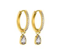 Purelei® Boucles d'oreilles créoles élégantes et vintage pour femme - Plaqué or 18 carats - Oxyde de zirconium - Acier inoxydable (15,6 mm) - Bijoux pour femme, Normal, Acier inoxydable, Ormeau