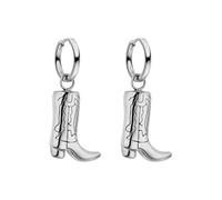 Purelei Boucles d'oreilles créoles étanches avec pendentif bateau de cowboy en acier inoxydable plaqué or 14 carats, argent et plaqué or rose 18 carats, Normale, Acier inoxydable, Nacre d'ormeau