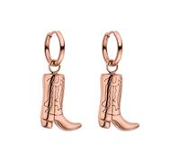 Purelei Boucles d'oreilles créoles étanches avec pendentif bateau de cowboy en acier inoxydable plaqué or 14 carats, argent et plaqué or rose 18 carats, Normale, Acier inoxydable, Nacre d'ormeau