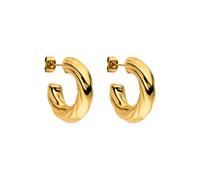 PURELEI Boucles d'oreilles créoles Glamorous - Sculpturales - En acier inoxydable imperméable - Design brillant en or, argent ou or rose, Normale, Acier inoxydable, Nacre d'ormeau