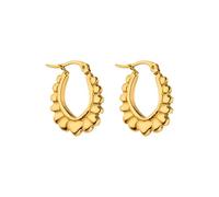 Purelei Boucles d'oreilles créoles Glowy avec structure en forme de cœur - Boucles d'oreilles étanches en acier inoxydable avec finition brillante - Design moderne - Disponible en or, argent ou or