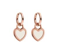 Purelei Boucles d'oreilles créoles Heart Charm en acier inoxydable avec pendentif en forme de cœur des deux côtés en blanc et noir - Imperméables - Design intemporel - Or, argent ou or rose, Normale