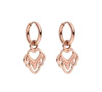 Purelei Boucles d'oreilles créoles Heart Shape Small - Imperméables - Avec pendentif en forme de cœur en acier inoxydable - Plaqué or 14 carats - Argent et plaqué or rose 18 carats - Boucles