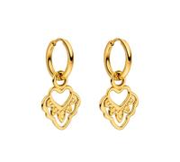 Purelei Boucles d'oreilles créoles Heart Shape Small - Imperméables - Avec pendentif en forme de cœur en acier inoxydable - Plaqué or 14 carats - Argent et plaqué or rose 18 carats - Boucles