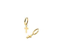 PURELEI® Boucles d'oreilles cross pour homme - Créoles en acier inoxydable avec pendentif en forme de croix - Plaqué or 18 carats - Argent ou or rose - Bijou symbolique pour homme au design