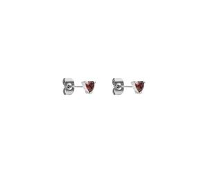 Purelei Boucles d'oreilles cœur femme - Clous élégants zircone rouge, acier inoxydable doré, argenté, or rose, bijoux romantiques occasions spéciales et quotidien