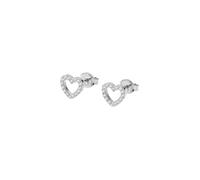 Purelei Boucles d'oreilles en forme de cœur pour femme en acier inoxydable avec zircone, boucles d'oreilles en forme de cœur, bijoux intemporels, boucles d'oreilles élégantes, cadeau pour femme