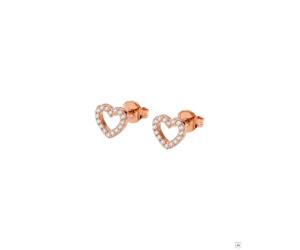 Purelei Boucles d'oreilles en forme de cœur pour femme en acier inoxydable avec zircone, boucles d'oreilles en forme de cœur, bijoux intemporels, boucles d'oreilles élégantes, cadeau pour femme