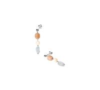 Purelei Boucles d'Oreilles Pendantes Femme 18K Plaqué Or - Pierres Naturelles Aigue-Marine Pierre de Soleil Albite - Bijoux Élégant Léger 37mm Inspiration Bohème Été