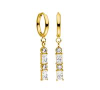 PURELEI® Boucles d'oreilles Powder (Or, Argent), boucles d’oreilles femme fantaisie en acier inoxydable, résistantes à l’eau avec pierres précieuses, 14 mm de diamètre (Or)