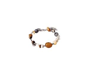 Purelei® Bracelet crépuscule hawaïen - avec agate, sodalite, citrine et perles d'eau douce - Acier inoxydable plaqué or 18 carats - Bijoux pour femme 17-20 cm - Bracelet en pierres précieuses aux