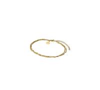 Purelei Bracelet de cheville Layering - Imperméable et réglable - Double rangée en acier inoxydable et plaqué or 14 K/18 carats - Look moderne pour l'été et le quotidien, Eine Grösse, Acier inoxydable