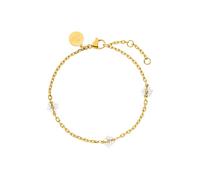 Purelei® Bracelet délicat avec fleurs en perles - Acier inoxydable doré, argenté et or rose - Réglable - Doux pour la peau - Bracelet pour femme, Eine Grösse, Acier inoxydable, Agate