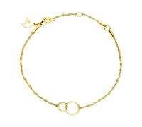 Purelei Bracelet Femme Acier Inoxydable Deux Anneaux Interlacés, Longueur Réglable 15-19 cm, Cadeau Élégant Résistant à l’Eau, Bijou Doré Tendance pour Femme