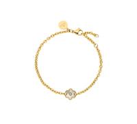 Purelei Bracelet femme acier inoxydable réglable, bijou floral tendance avec pendentif fleur et zircone rose, résistant à l'eau, longueur 16-19 cm