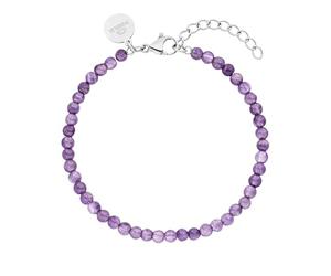 Purelei Bracelet Femme Améthyste Acier Inoxydable Or 18K - Pierre Naturelle, Longueur Réglable 16-19cm, Élégant Bijou Protection et Sérénité
