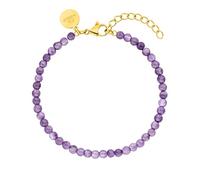 Purelei Bracelet Femme Améthyste Véritable, Acier Inoxydable Doré 18k, Longueur Réglable 16-19cm, Pierre Naturelle, Résistant à l'Eau, Idéal Cadeau Bijoux Élégant