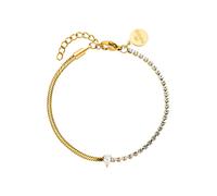 Purelei® Fusion Bracelet en deux parties avec chaîne de tennis en oxyde de zirconium et chaîne serpent en acier inoxydable plaqué or blanc goutte d'eau réglable 16-20 cm Or/argent/or rose, Eine Grösse