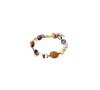Purelei® Bracelet hawaïen Sunset - Agate, Sodalite, Citrine et Perles d'eau douce - Acier inoxydable plaqué or 18 carats - Bijou pour femme 17-20 cm - Bracelet en pierres précieuses colorées - Étanche