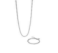 Purelei Bubbly Duo Parure de bijoux 2 pièces avec chaîne à billes et bracelet à boules en acier inoxydable Longueur réglable 16-45 cm Or/argent/or rose, 45 cm, Acier inoxydable, Agate