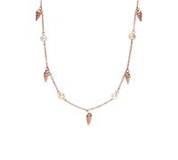 Purelei® Collier Akala (Or rose), collier femme fantaisie en acier inoxydable, résistant à l’eau avec pendentifs perles et coquillages, réglable de 35 à 40 cm (Plaqué or rose)