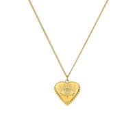 Purelei Chaîne en forme de cœur avec œil - Acier inoxydable plaqué or 18 carats / plaqué or rose / argent - Pierre de zircone - Réglable de 50 à 55 cm - Collier pour femme avec pendentif en forme de