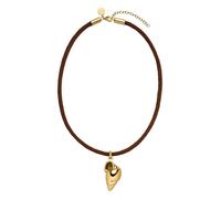 Purelei Collier coquillage avec cordon torsadé - Pendentif maritime et acier inoxydable en or, argent ou or rose - 40-45 cm - Marron foncé - Style bohème d'été, Länge: 40 - 45 cm, Acier inoxydable