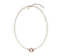 Purelei® Pearl Charm Collier élégant avec perles d'eau douce et œillet à breloque en acier inoxydable plaqué or 18 carats, argent, or rose, Länge: 40-45 cm, Acier inoxydable, Ormeau