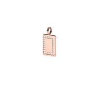 Purelei Charm Mica avec surface gravée - Charm rectangulaire avec cadre en oxyde de zirconium en acier inoxydable plaqué or ou or rose - Personnalisable - 15x22mm - Waterproof, 15 x 22 mm, Acier