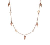Purelei® Collier Akala (Or rose), collier femme fantaisie en acier inoxydable, résistant à l’eau avec pendentifs perles et coquillages, réglable de 35 à 40 cm (Plaqué or rose)