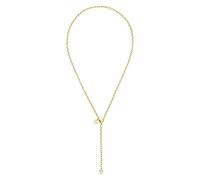 Purelei Collier femme en Y cœur pierre précieuse - Chaîne acier inoxydable doré, longueur réglable 60 cm, bijou élégant cadeau romantique, pendentif strass brillance durable