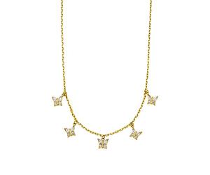 Purelei Collier Femme Papillon Étanche Or Acier Inoxydable - Chaîne Réglable 5 Pendentifs Papillon avec Pierres Semi-Précieuses, Cadeau Élégant, Sans Décoloration