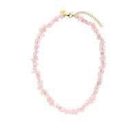 Purelei Collier femme quartz rose naturel - Collier réglable 35-40 cm, acier inoxydable plaqué or 18 carats, bijou élégant anti-stress, pierre véritable pour énergie et amour