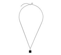 Purelei Collier Homme Acier Inoxydable Argent Imperméable - Chaîne Réglable 55-60cm avec Pendentif Carré Pierre Onyx Noire, Résistant Cadeau Élégant Accessoire Mode Masculin