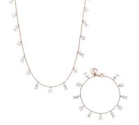 Purelei Confident Parure de bijoux 2 pièces avec chaîne en poudre et bracelet en poudre - Acier inoxydable et zircon - Longueur réglable de 16 à 45 cm - Or/argent/or rose, 45 cm, Acier inoxydable