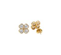 Purelei Cuore Boucles d'oreilles trèfle avec zircons cubiques en acier inoxydable plaqué or motif coeur tige 10 mm de diamètre, Normale, Acier inoxydable, Nacre d'ormeau