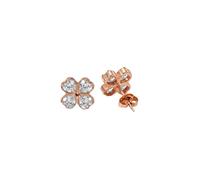 Purelei Cuore Boucles d'oreilles trèfle avec zircons cubiques en acier inoxydable plaqué or motif coeur tige 10 mm de diamètre, Normale, Acier inoxydable, Nacre d'ormeau