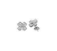 Purelei Cuore Boucles d'oreilles trèfle avec zircons cubiques en acier inoxydable plaqué or motif coeur tige 10 mm de diamètre, Normale, Acier inoxydable, Nacre d'ormeau