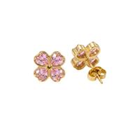Purelei Cuore Boucles d'oreilles trèfle en acier inoxydable plaqué or en forme de cœur - Diamètre 10 mm - Bijoux pour femme, Normale, Acier inoxydable, Nacre d'ormeau