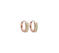 Purelei Cuore Green Boucles d'oreilles étanches | Clous d'oreilles avec zircons verts | Acier inoxydable et plaqué or 14 K/18 carats | Symbole de bonheur, d'harmonie et d'énergie positive, Normale