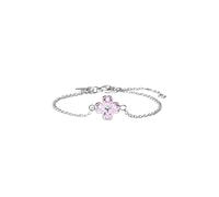 Purelei Cuore Rosé Bracelet - Imperméable et réglable | Bracelet en acier inoxydable avec trèfle et zircons roses | Plaqué or 14 carats et or rose 18 carats | Symbole de bonheur et d'amour, Eine