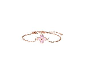 Purelei Cuore Rosé Bracelet - Imperméable et réglable | Bracelet en acier inoxydable avec trèfle et zircons roses | Plaqué or 14 carats et or rose 18 carats | Symbole de bonheur et d'amour, Eine