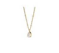 Purelei® Élégant collier vintage - Chaîne en acier inoxydable doré avec zircons blancs en forme de goutte, 50/55 cm, réglable, Länge: 50-55 cm, Acier inoxydable, Ormeau