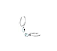 Purelei Felice Bluemarine Boucles d'oreilles créoles avec zircons blancs et pendentif aigue-marine en acier inoxydable plaqué or 14 carats, accent de couleur élégant avec légèreté maritime, Normale